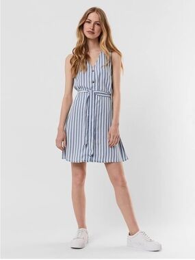 Vero Moda Viviana Striped Sleeveless Shirt Dress with Tie Belt